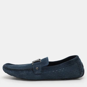 Louis Vuitton Blue Suede Monte Carlo Loafers Size 46 - Picture 1 of 9