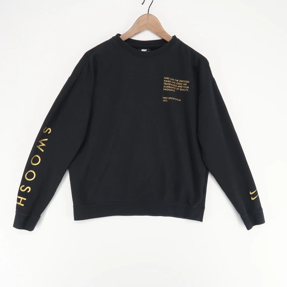 Nike Sportswear Swoosh Crewneck Sweatshirt Youth Boys XL Black Cotton Blend - Image 1 of 4