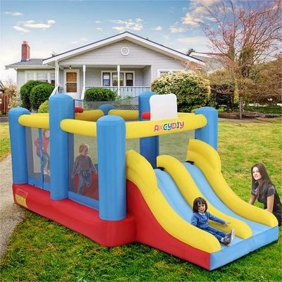 Aufblasbare Hüpfburg mit Gebläse &2 Rutsche Kinderspielzeug Springburg Spielzeug - Bild 1 von 4