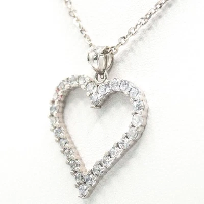 2.00ct F VS2 Round Lab-Created Diamond 14K White Gold Heart Pendant Necklace - Image 1 of 4
