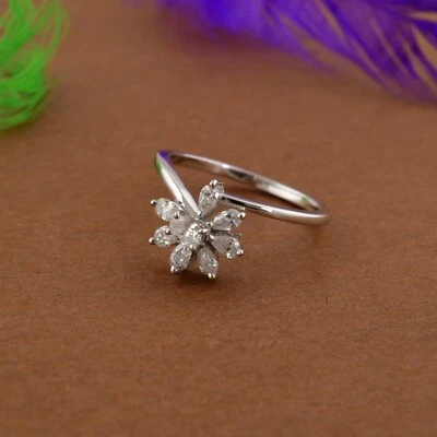 0.50 Ct Lab Grown CVD Diamond Cluster Ring Gift 14k White Solid Gold - Image 1 of 4