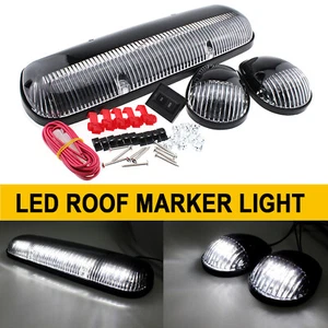 3Pcs Smoked Lens White LED Cab Roof Clearance Lights Kit For Chevy GMC Trucks - Picture 1 of 12