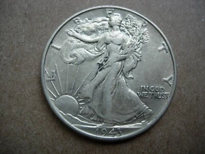 1943 AU WALKING LIBERTY SILBER HALF DOLLAR - L1352 - Bild 1 von 2