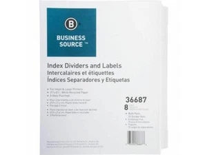 Business Source Index Dividers 3HP 8-Tab 25 ST/PK 11"x8-1/2" White 36687 - Picture 1 of 6