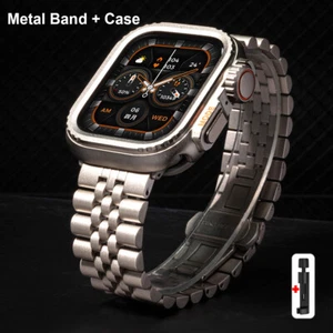 Luxury Metal Case Cover For Apple Watch Ultra2 S10 9 8 7 6 5 SE Steel Strap Band - Picture 1 of 14