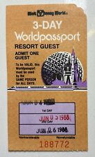 TICKET STUB: 1988 Walt Disney World - 3 Day World Passport