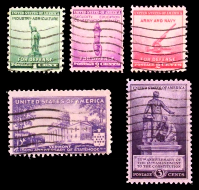 US Postage Stamp Scott 899 - 903 For Defense lot of 5 No Gum - Image 1 of 2