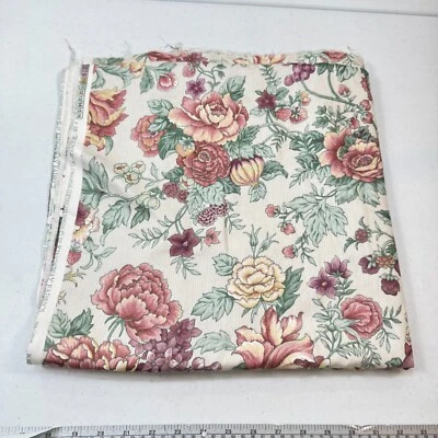 винтажный kingsway ткани красный зеленый цветочный wagner хлопок розы фрукты 52 x 120 3,3 года - Изображение 1 из 4