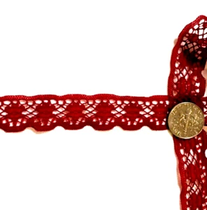 Scalloped Lace Trim Edging Nylon Eyelet Lace Trim 1/2" Burgundy Red 10 yds #R16 - Picture 1 of 1