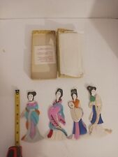Set Of 4 Vintage Lillian Vernon Chinese Ladies Silk Ornaments Original Box Lot D