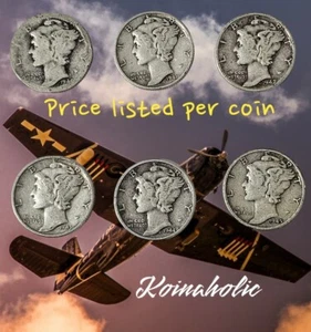 SILVER Mercury Dimes 1940's, PRICE LISTED IS PER COIN, Fast Ship 🚢 😄  - Picture 1 of 8