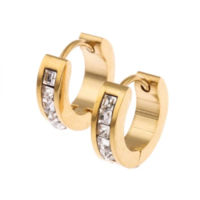 Sexy Brillos Joyería Acero Inoxidable Mujeres Hombres Aro Pendientes Huggie  Foto 1 de 2