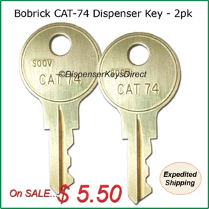 Bobrick "CAT-74" Key for Paper Towel, Toilet Tissue & Liquid Soap Disp. -(2/pk.) - Picture 1 of 2