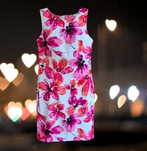 Vestido recto elástico para mujer Mario Serrani Italia sin mangas fucsia floral 4 - Imagen 1 de 13