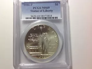 1986-P Freiheitsstatue $1.00 PCGS PR69DCAM (blau) - Bild 1 von 2