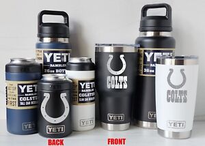 Indianapolis Colts YETI Laser Engraved Tumblers, Can Colsters and Bottles