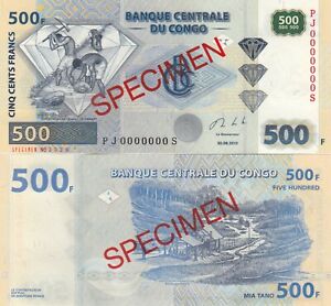 CONGO 500 FRANCS 2013 P 96 SPECIMEN PJ-S UNC