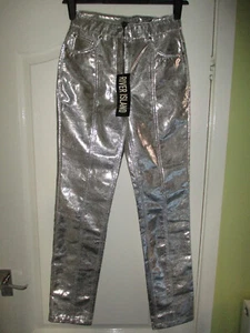 JEANS PLATEADOS RIVER ISLAND TALLA 6 PIERNA POLIURETANO METALIZADO 31" NUEVOS CON ETIQUETAS - Imagen 1 de 4