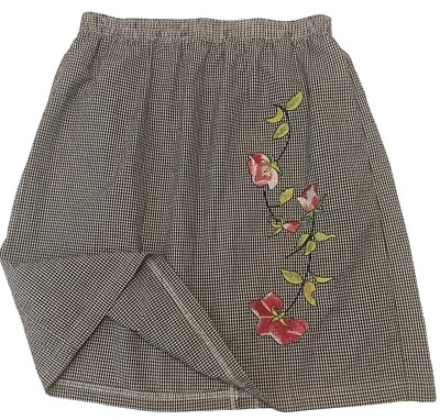 复古 Cathy Daniels 海军蓝格子刺绣拉裙 XL — 第 1/4 张图片