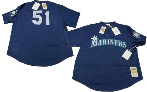 1995 Randy Johnson #51 Mariners Mens Mitchell & Ness Blue Authentic BP Jersey Cover