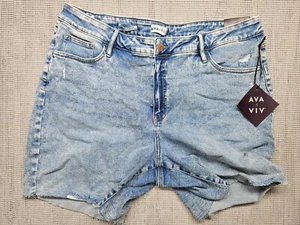 Ava Viv Women's Plus Size High-Waisted Bermuda Jean Shorts Size 20 Light Blue - Picture 1 of 9
