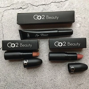 GO2 Beauty Bundle: Eye Primer + GLIP06 Lipstick + GLIP01 Lipstick Full Size NEW - Picture 1 of 5