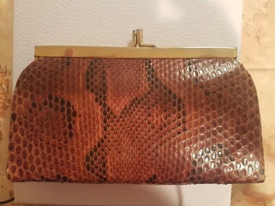 Portafoglio pochette donna, pitone, velluto interno, qualità superiore vintag - Immagine 1 di 4