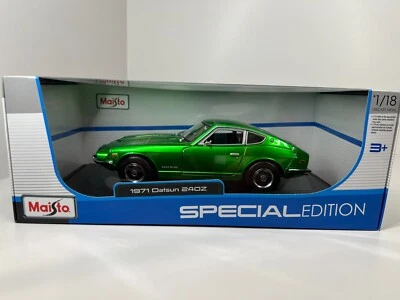Maisto 1971 Datsun 240Z model car 1/18 scale green Special Edition Collectable - Image 1 of 4
