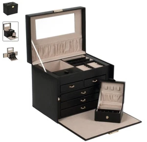 NEW Wolf Heritage Medium Rectangular BLACK Jewelry Box - Picture 1 of 4