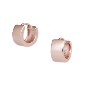 Oro Rosa En Plata Esterlina Lisa Pequeña 6.5mm Aro Pendientes Huggie 4.5mm Banda - Imagen 1 de 12