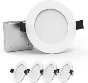 4 PACK 6 Inch SLIM 12W LED RECESSED LIGHTS WITH JUNCTION BOX 5000K - Picture 1 of 4