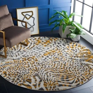 Tiger Print Round Handmade Rug Weave in Wool - Suites for Center & Coffee Table - Picture 1 of 3