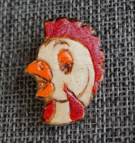 Antique Vtg Goofy Button Wood Rooster ~Apx: 1-1/4"~#103-E Cover