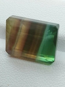 Huge bi color fluorite gemstone - faceted natural fluorspar 19.20 CTS - Picture 1 of 2