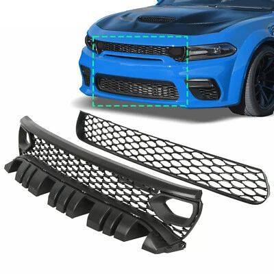 For 2015-21 Dodge Charger RT SCAT PACK SRT Style Front Upper + Lower Grille Kit - Image 1 of 4