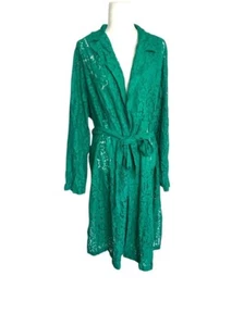 TORRID Womens Trench COAT Long Sleeve GREEN Lace Size 4X Belt Cardigan Kimono - Picture 1 of 13