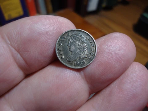VF/XF 1832 Silver Capped Bust Half Dime (5 C.), Original Toning Cover