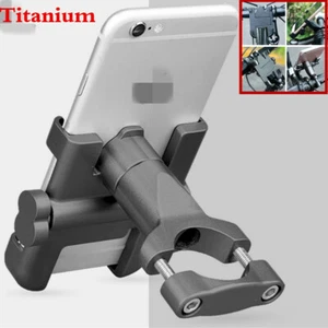 Motorcycle Phone Holder Titanium Aluminum Handlebar Mount Stand For Apple iPhone - Picture 1 of 10
