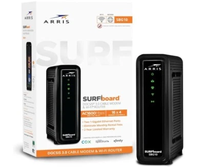 ARRIS (SBG10) - Cable Modem Router Combo - Fast DOCSIS 3.0 16 x 4 Gigabit & AC16 - Image 1 of 4
