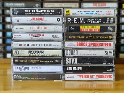 R.E.M.–Bob Dylan–MAREADO–Van Halen–Stones: 18 Cassette Tapes Metal Rock Pop Lot - Image 1 of 3
