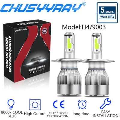 Par de bombillas de faros LED 9003/H4 haz alto-bajo azul para KIA SPECTRA 2001-2004 Foto 1 de 4