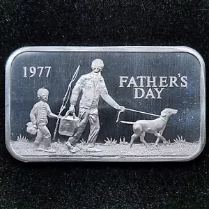 Vintage Silver 1977 Father's Day Madison Mint 1 oz Art Bar 0.999 - Picture 1 of 2
