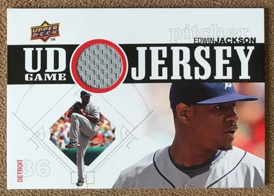 Tarjeta de mazo superior 2010 UD Game Jersey Relic #UDGJ-EJ Edwin Jackson Detroit Tigers Foto 1 de 2