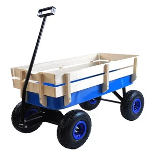 Sanch Ancha Heavy Duty Steel Wooden Side Support Cargo Wagon with 10” All-Ter... - Picture 1 of 6
