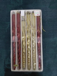 Vintage Set 6 70er/80er Jahre Kunststoff Weihnachten gedrehte Eiszapfen Ornamente NOS - Bild 1 von 2