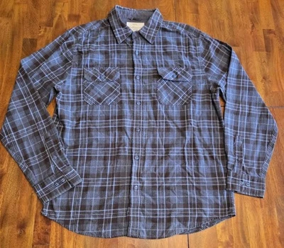 Weatherproof Vintage Flannel Mens Large Blue Long Sleeve Button Down Shirt Plaid - Image 1 of 4