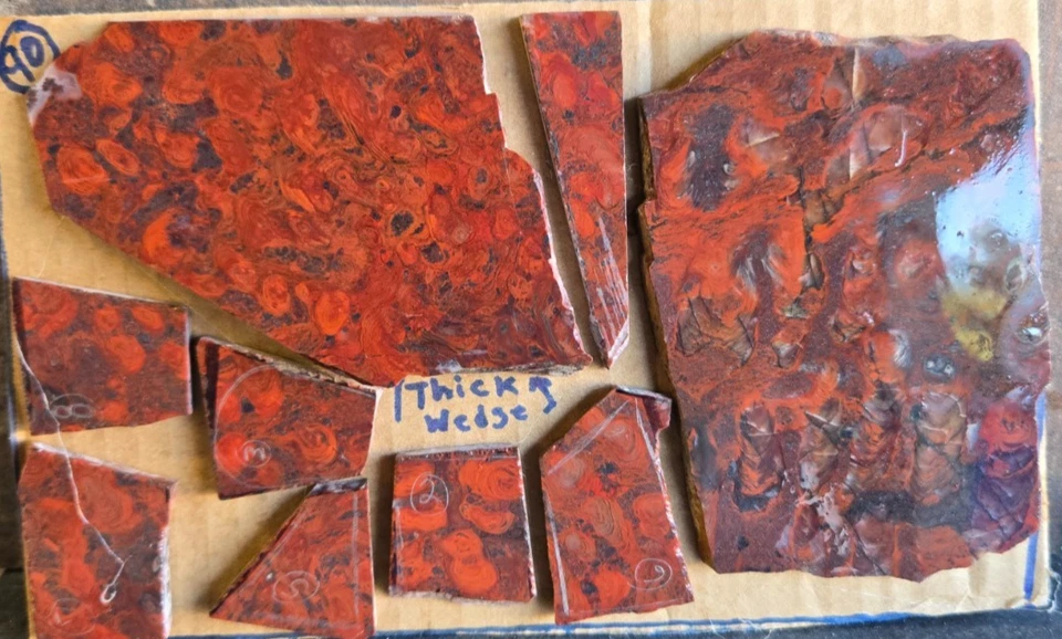 Mary Ellen Stromatolite Jaspe Rojo (2) Losas, (7) Preformas de Cabujón, Plano 90 Foto 1 de 4