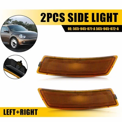 Carcasa de luz marcadora lateral ámbar para Volkswagen Beetle 2012-2019 Tiguan 2018-2023 Foto 1 de 4