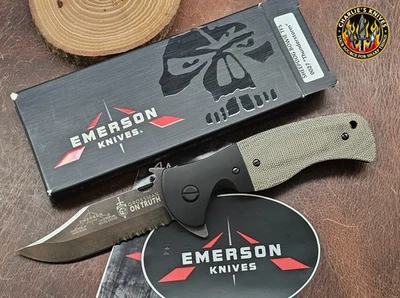 Emerson Knives Sheepdog TFS Bowie Micarta & Ti Bolsters PoBoy Andrew Charlet - Image 1 of 4