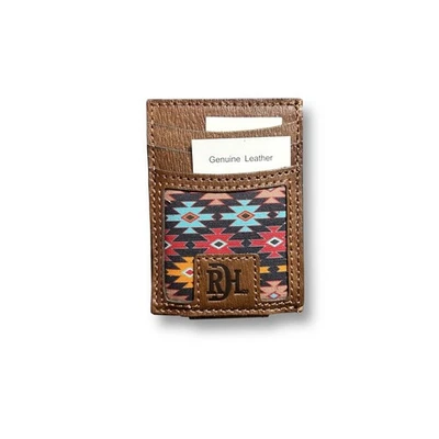 NIB Red Dirt Hat Co Brown Magnetic Money Clip Card Holder Genuine Leather Aztec - Image 1 of 4